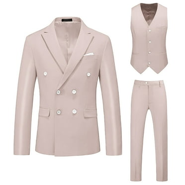 Dovford Men's 3 Pieces Suit Retro Slim Fit Suit Tweed Herringbone Business Suit Wedding Party Tuxedos with Blazer Vest Pants