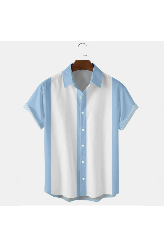 Men's 50s Retro Camp Rockabilly Style Mens Shirts Short Sleeve Bowling Casual Dress Shirts Button Down T Shirts