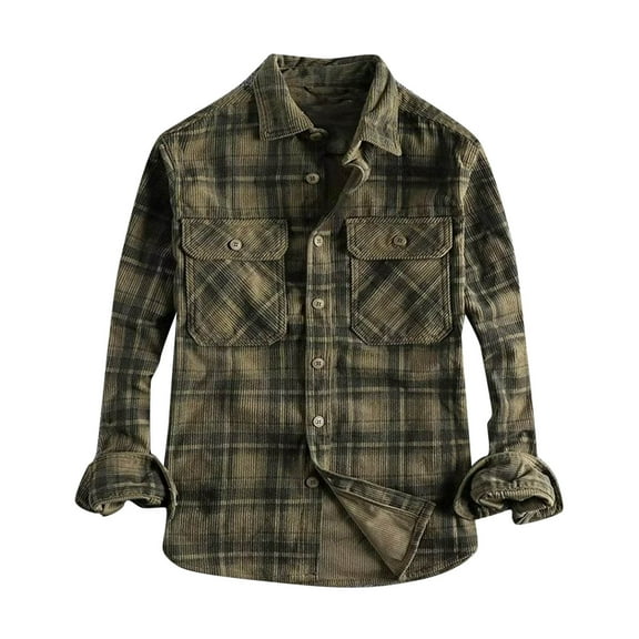 Dovford Men's All Cotton Flannel Shirt, Long Sleeve Casual Button Down Plaid Shirt, Brushed Soft Outdoor Tactical Work Shirts