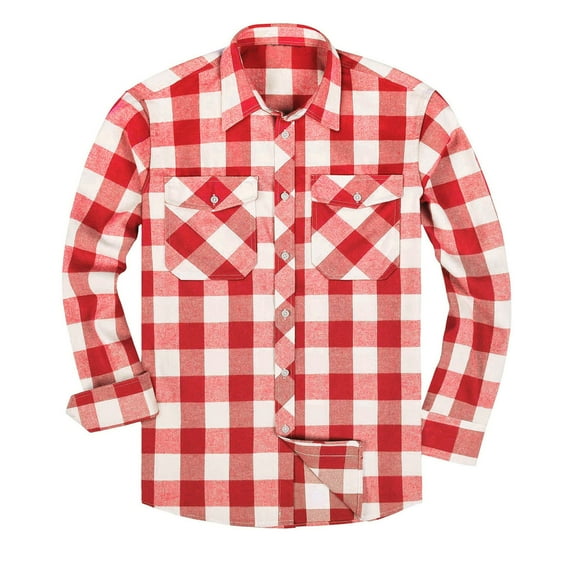 Dovford Men's All Cotton Flannel Shirt, Long Sleeve Casual Button Up Plaid Shirt, Brushed Soft Outdoor Shirts