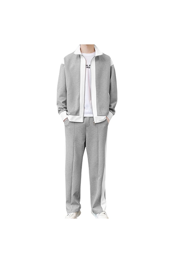 Men's Athletic 2 Pieces Tracksuit Casual Full Zip Jogging Sweat Suit Workout Sports Set Sportswear