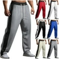 thumbnail image 1 of Dovford Men's Athletic Pants Open Bottom Loose Fit Straight Twill Sweatpants Striped Track Pants Joggers with Pocket, 1 of 7