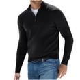 thumbnail image 1 of Dovford Men's Autumn/Winter Solid Quarter Zipper Sweater Casual Standing Collar Pullover Knitted Mens Coats, 1 of 2