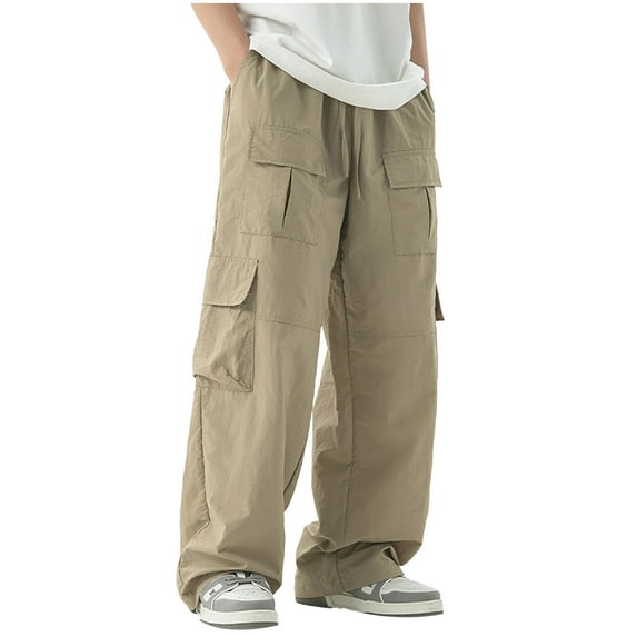 Dovford Men's Baggy Cargo Pants Casual Parachute Cargo Pants Loose Fit Hip Hop Harem Pants with Pockets