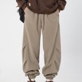 thumbnail image 1 of Dovford Men's Baggy Pants Y2k Fleece Joggers Loose Fit Cargo Sweatpants Drawstring Elastic Waist Parachute Pant with Pockets, 1 of 7