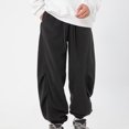 thumbnail image 1 of Dovford Men's Baggy Pants Y2k Fleece Joggers Loose Fit Cargo Sweatpants Drawstring Elastic Waist Parachute Pant with Pockets, 1 of 4