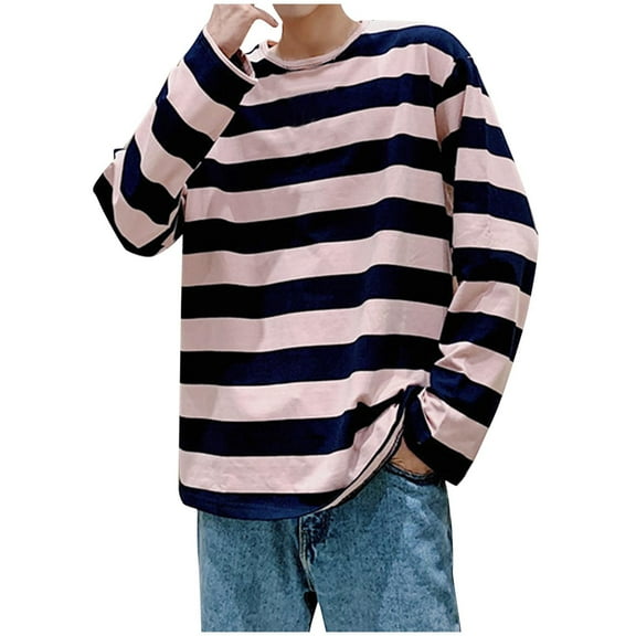 Dovford Men's Casual Cotton Spandex Striped Crewneck Long-Sleeve T-Shirt Basic Pullover Stripe tee Shirt 2025