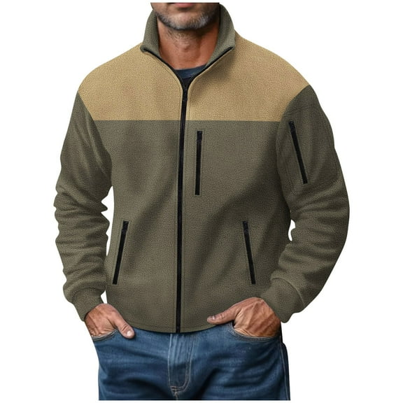 Dovford Men's Casual Outdoor Fleece Zip Jacket Long Sleeve Warm Winter Coat for Men with Zip Pocket 2025