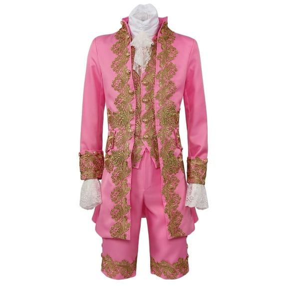 Dovford Men's Casual Stand Collar Fancy Outfit 18th Century Tailcoat Long Sleeve Blouse And Tanks And Shorts Pants Suit