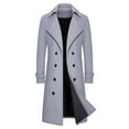 thumbnail image 1 of Dovford Men's Classic Double Breasted Wool Blend Pea Coat Mid Long Trench Coat, 1 of 6