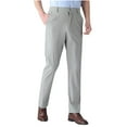 thumbnail image 1 of Dovford Men's Classic Fit Flat-Front Work Dress Pant Expandable Waist Slim Fit Open Bottom Ice Silk Chino Pants Slacks with Pockets, 1 of 5
