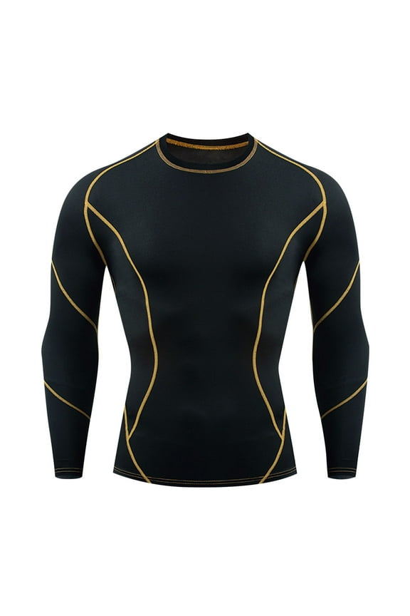 Men's Compression Shirt Long Sleeve Athletic Workout T-Shirts Top Active Sport Baselayer Undershirt Gear Shirt 2024