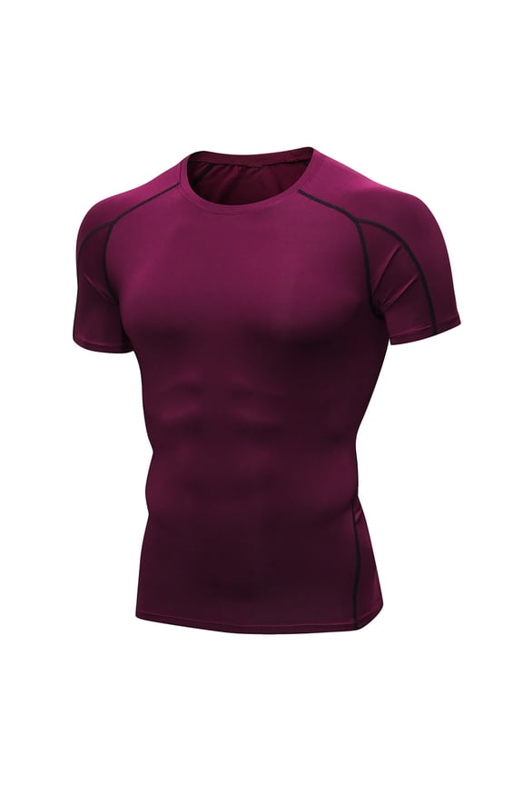 Men's Compression Shirts, Workout Tops Short Sleeve Athletic Base Layer T-Shirts Sports Gear Gym Shirt for Running