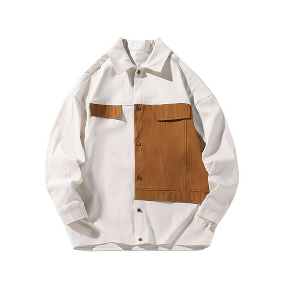 Dovford Men's Corduroy Button Down Long Sleeve Colorblock Shirt Collar Tops 2025