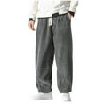 thumbnail image 1 of Dovford Men's Corduroy Pants Straight Baggy Wide Leg Stretch Elastic Waist Drawstring Relaxed Fit Trousers Pant 2024, 1 of 4