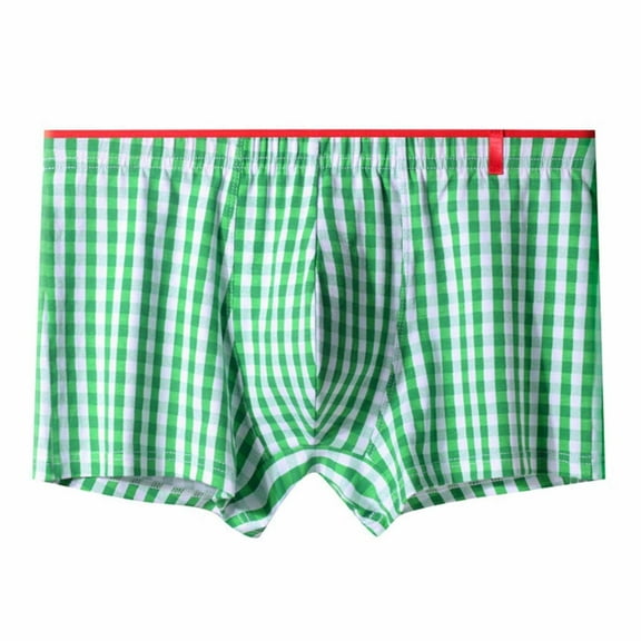 Dovford Men's Cotton Low Rise Plaid Stripe Pants Casual Shorts Underwear(M-XXL)