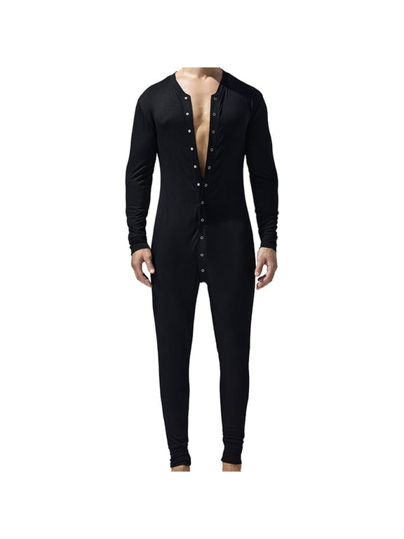 Men's Cotton Thermal Underwear Union Suits Henley Onesies Base Layer Winter Spring 2025