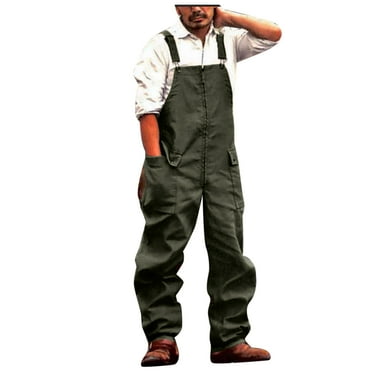 Dovford Men's Denim Bib Overalls,Regular Fit Midweight Work Jumpsuit Adjustable Straps Workwear with Zipper Cargo Tool Pockets