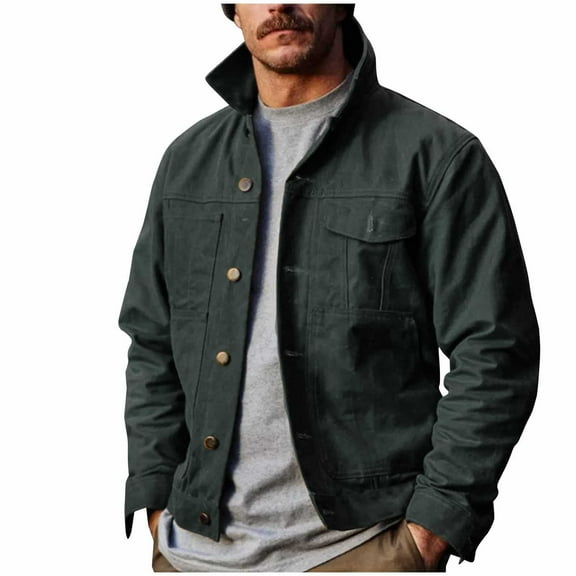 Dovford Men's Denim Jacket Casual Regular Fit Button Down Long Sleeve Jean Trucker Jacket