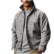 Dovford Mens Denim Jacket Casual Regular Fit Button Down Long Sleeve Jean Trucker Jacket