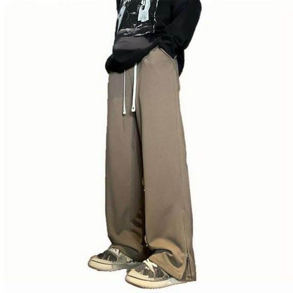 Dovford Men's Drawstring Elastic Waist Baggy Sweatpants Y2K Loose Wide Leg Long Pants with Pocket