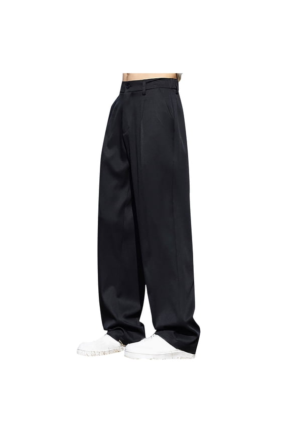 Men's Fall Spring Light Thin Elastic Waist Loose Pants Slacks Drape Suit Pants Male Casual Trousers