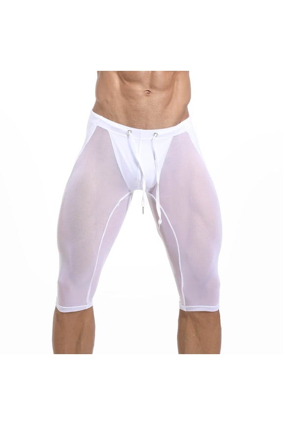 Men's Fitness Mesh Shorts Yoga Capris See Through Jammer Swimsuit Beachwear