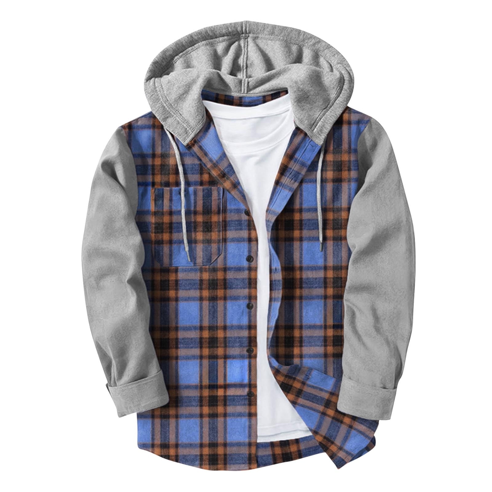 Dovford Men's Flannel Hooded Shirts, Casual Long Sleeve Plaid Hoodies