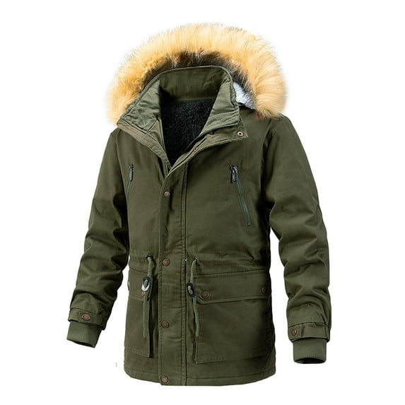 Dovford Men's Fleece Lined Parka Jacket Hooded Puffer Jacket Warm Winter Coat Thicken Jackets Windproof Coats