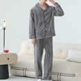 thumbnail image 1 of Dovford Men's Fleece Pajama Sets with Pockets, Long Sleeves Button Front Warm Pajamas Winter Sleepwear with Notched Collar, 1 of 7
