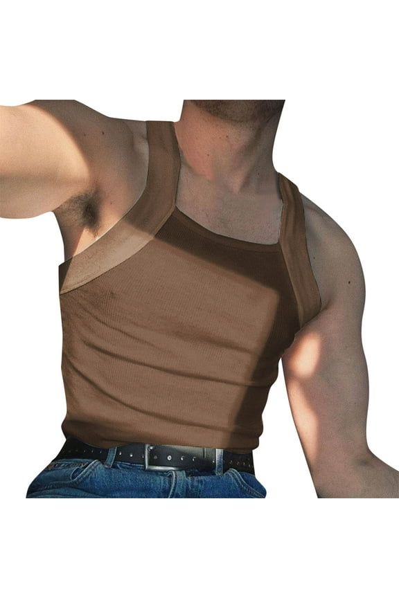 Men's G-Unit Style Cotton Tank Tops Square Cut Muscle Rib A-Shirts Solid Color Fitness Tank Tops 2024