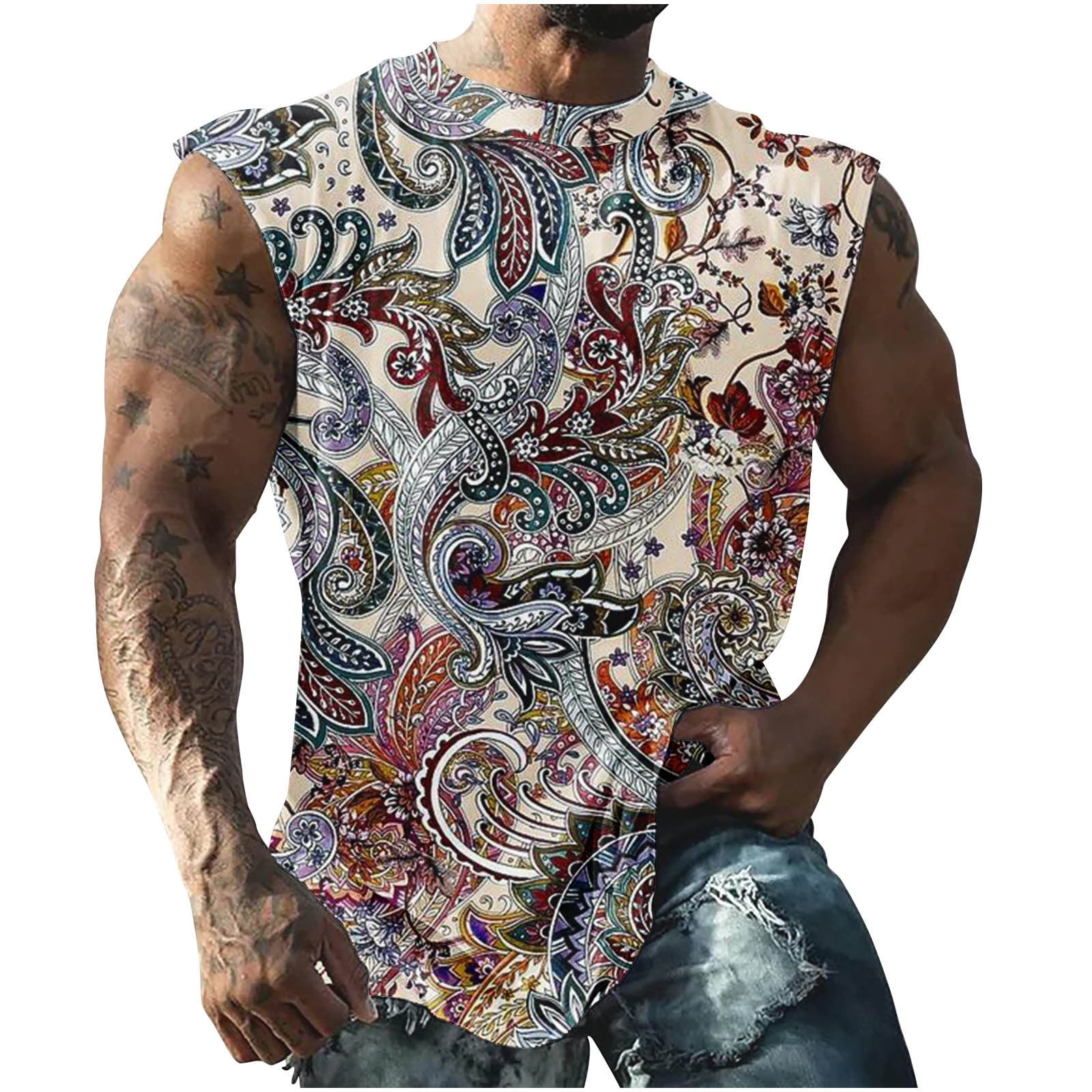 Dovford Men's Graphic Tanks Beach Summer Novelty Tank Tops for Guys