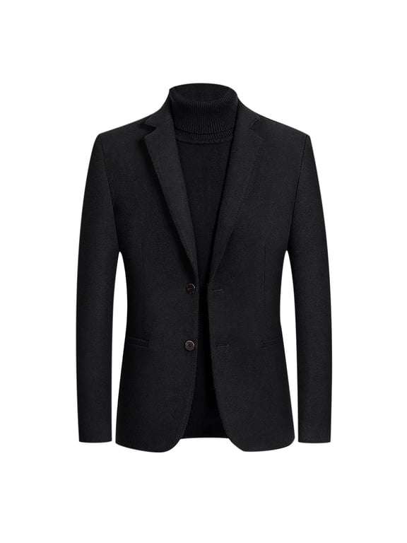 Men's Herringbone Tweed Blazer Vintage Wool Blend Two Button Sport Coat Jacket with Pockets