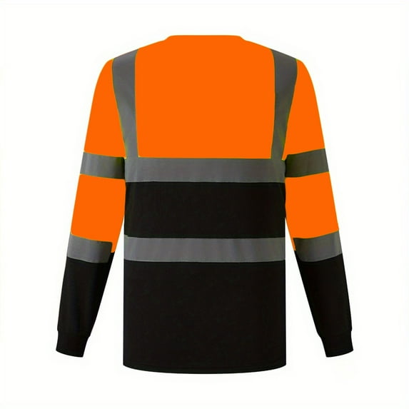 Dovford Men's High Visibility Heavy Duty Long Sleeve Reflective Safety T-Shirts for Construction