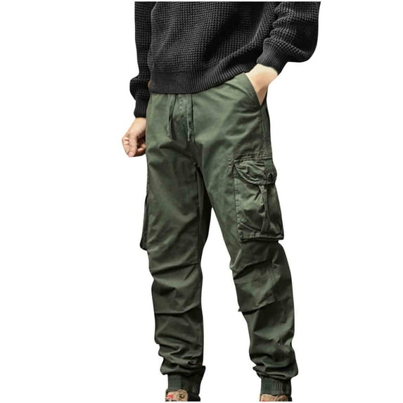 Dovford Men's Hiking Cargo Pants Joggers Slim Fit Stretch Lightweight Casual Work Pants with Pockets Drawstring Waist