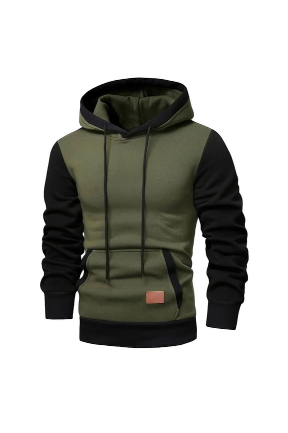 Men's Hoodies,Patchwork Hoodie Cotton Fleece Pullover Hoodie Long Sleeve Hooded Sweatshirt Comfort Colors Hoodie