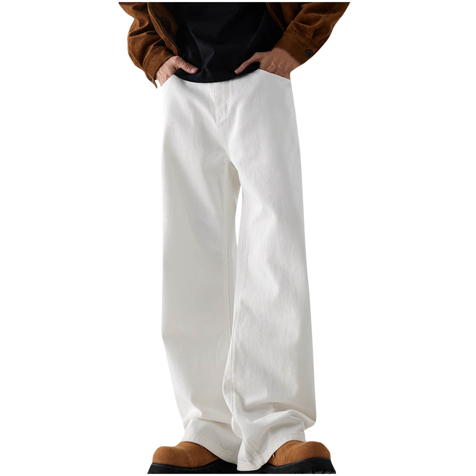 Dovford Men's Jeans Baggy Jeans Y2K Pants Hip Hop Solid Jeans Loose Fit ...