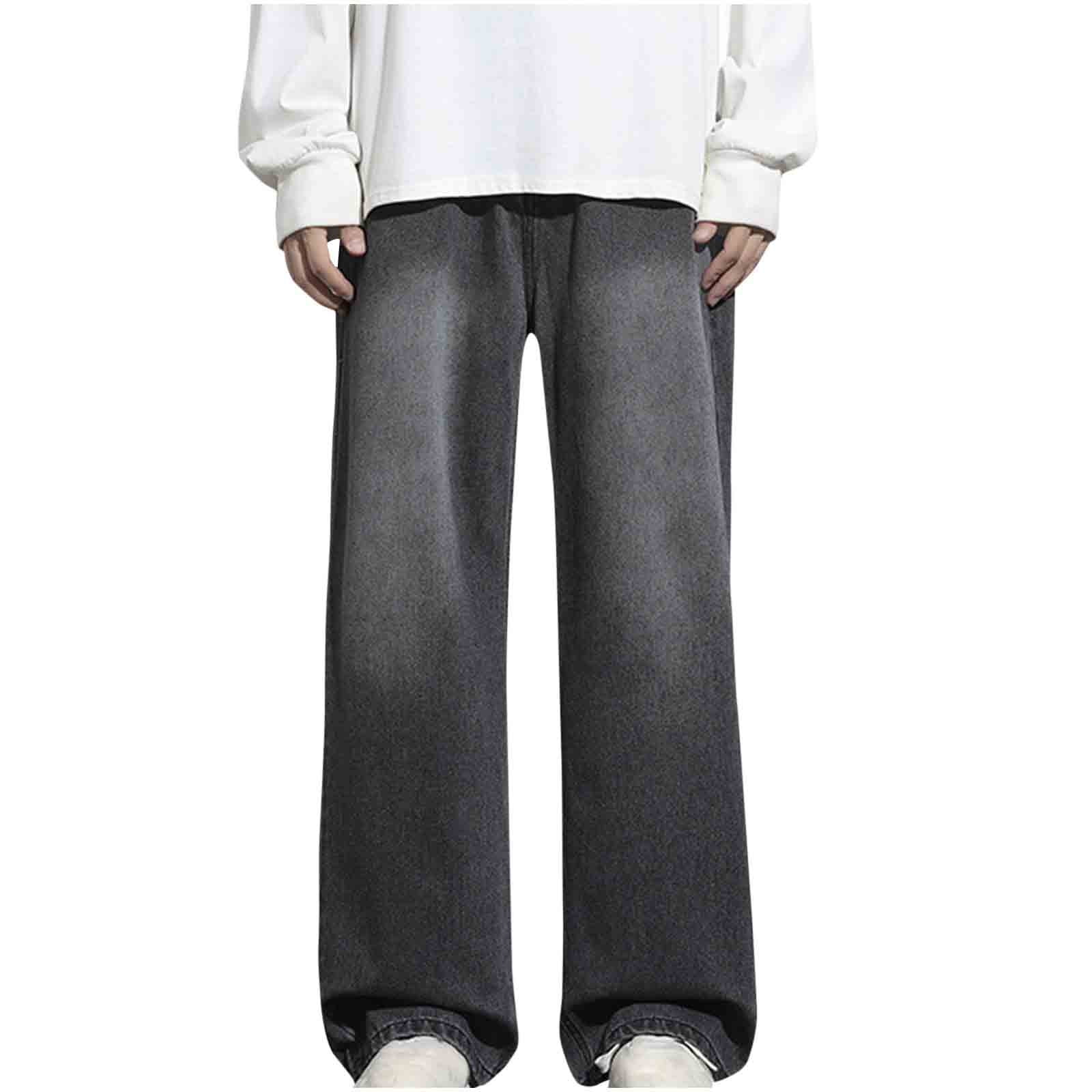 Dovford Men's Jeans Baggy Jeans Y2K Pants Hip Hop Solid Jeans Loose Fit ...