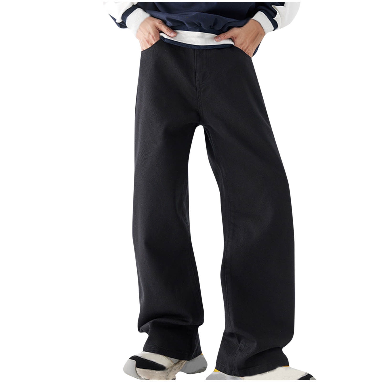 Dovford Men's Jeans Baggy Jeans Y2K Pants Hip Hop Solid Jeans Loose Fit ...