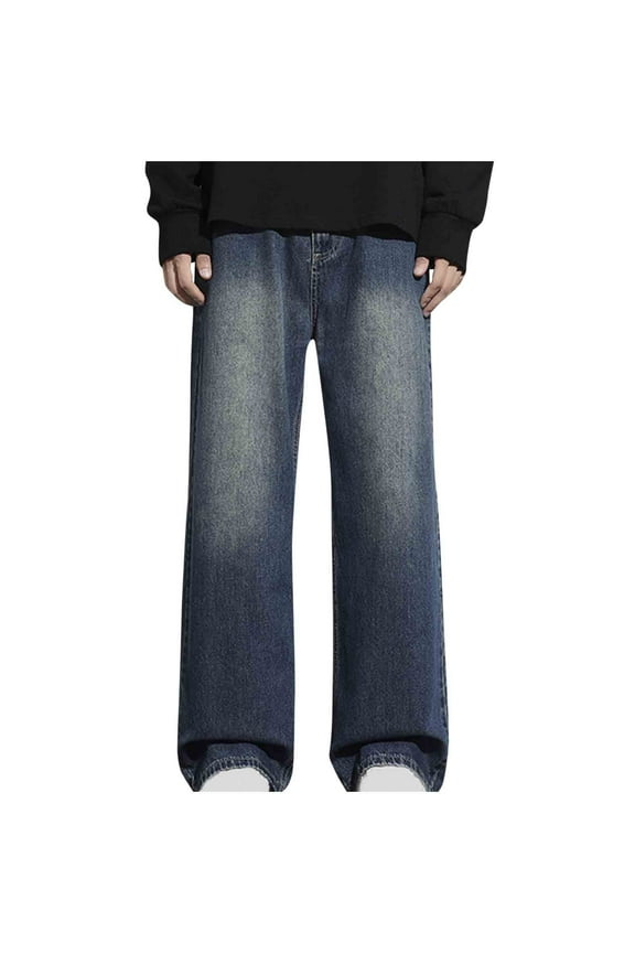 Men's Jeans Baggy Jeans Y2K Pants Hip Hop Solid Jeans Loose Fit 90s Vintage Cargo Denim Pants