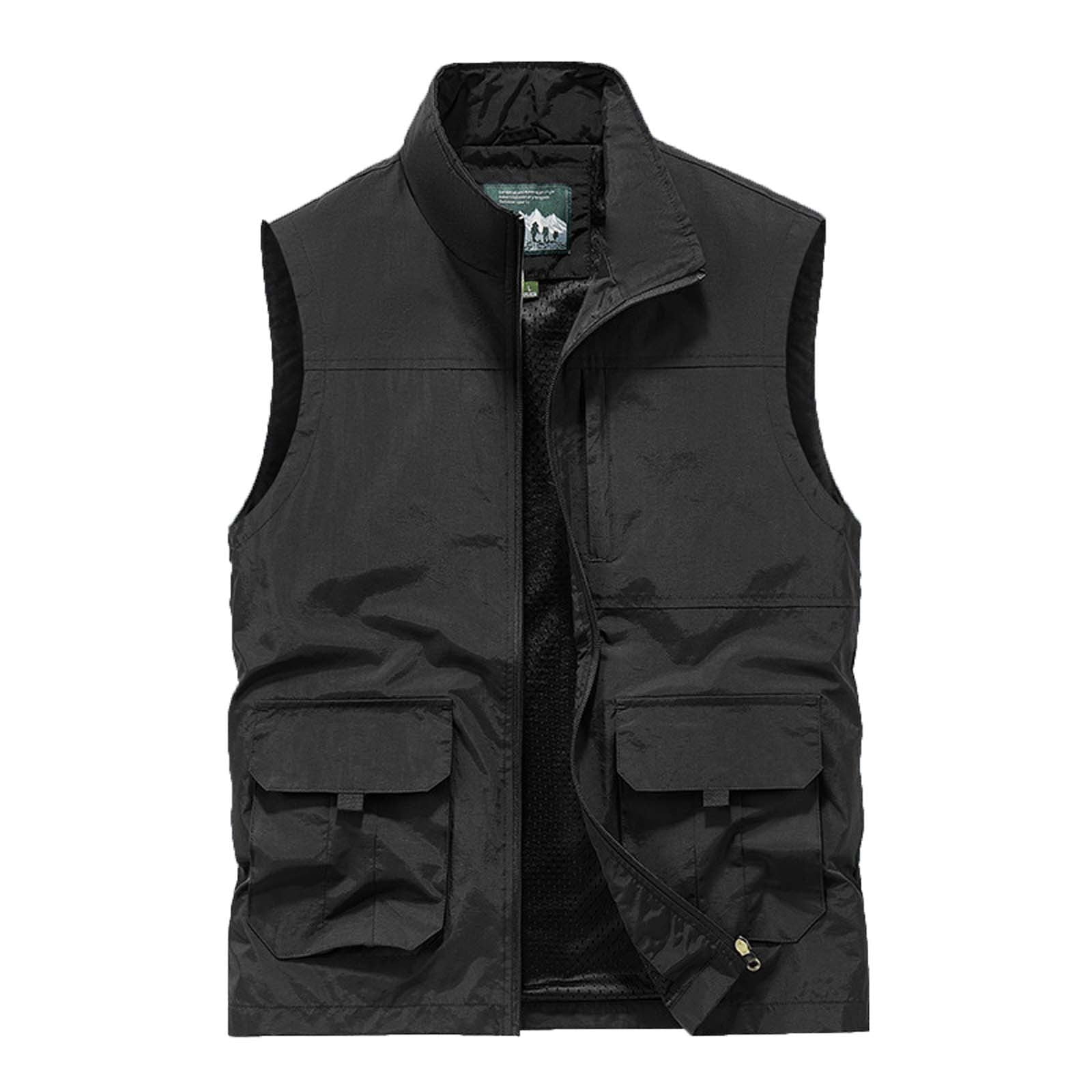 Dovford Men's Lightweight Softshell Vest Waterproof Outerwear Puffer Windproof Vest for Golf Running with Pockets