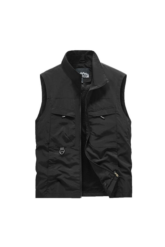 Men's Lightweight Softshell Vest, Windproof Sleeveless Jacket for Travel Hiking Golf Utility Vest Pockets Work Vest 2024