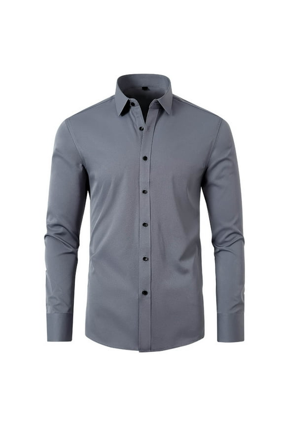 Men's Long Sleeve Dress Shirt Fitted Wrinkle-Free Casual Business Button Up Shirts