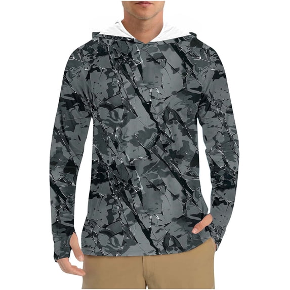 Dovford Men's Long Sleeve Hoodie Shirts UPF 50+ Sun Protection Fishing Swim Lightweight Running Workout Hiking Rash Guard