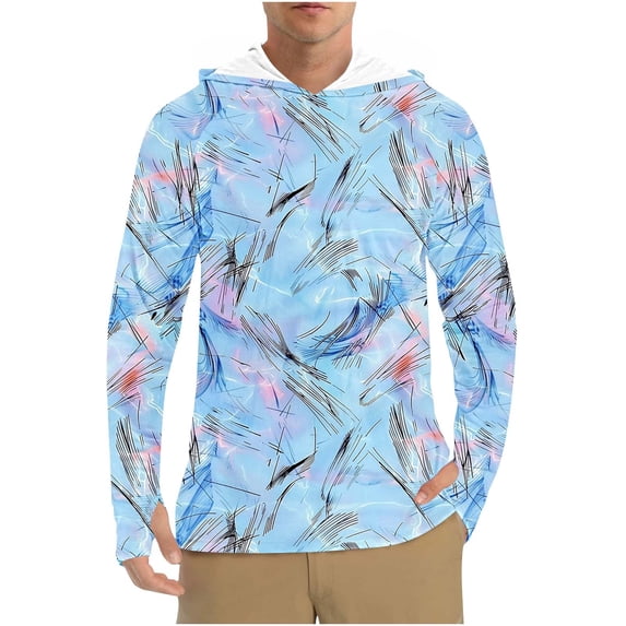 Dovford Men's Long Sleeve Hoodie Shirts UPF 50+ Sun Protection Fishing Swim Lightweight Running Workout Hiking Rash Guard