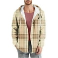 thumbnail image 1 of Dovford Men's Long Sleeve Quilted Lined Flannel Shirt Jacket with Hood 2025 Spring Fall, 1 of 5