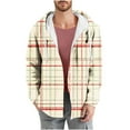 thumbnail image 1 of Dovford Men's Long Sleeve Quilted Lined Flannel Shirt Jacket with Hood 2025 Spring Fall, 1 of 5
