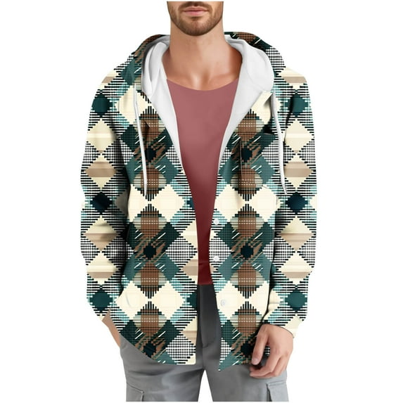 Dovford Men's Long Sleeve Quilted Lined Flannel Shirt Jacket with Hood 2025 Spring Fall