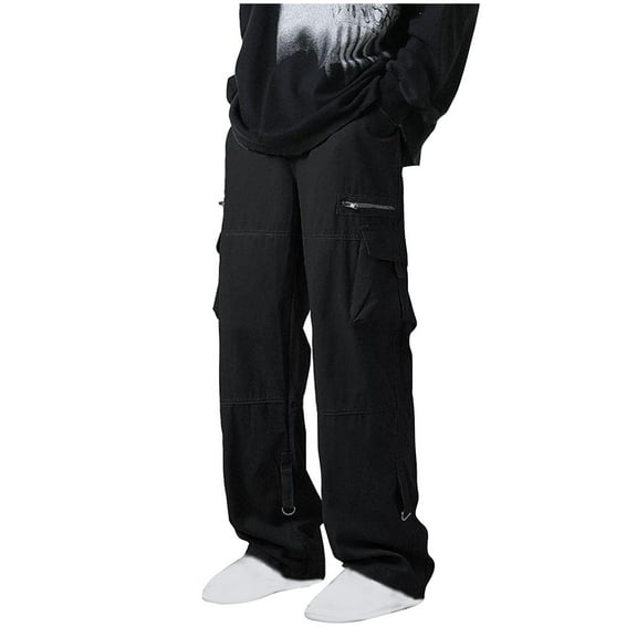 Dovford Men's Loose Cargo Jeans High Waist Straight Leg Denim Pants with Pockets