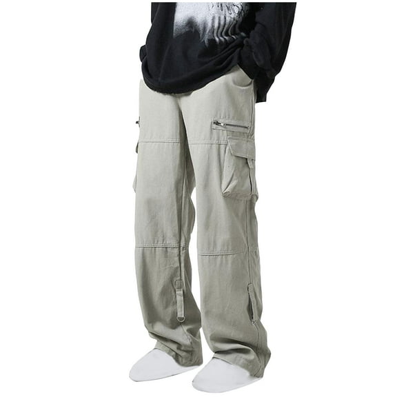 Dovford Men's Loose Cargo Jeans High Waist Straight Leg Denim Pants with Pockets